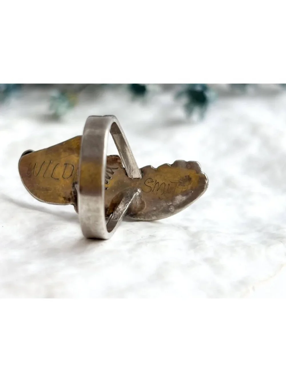 ZUNI Coral WILD SMITH Southwest Sterling Silver 925 Vintage Ring - sz 4.5